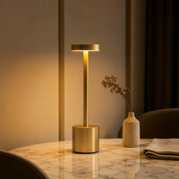 Decorus Designs Ambient Desk Lamp in matte black, slim LED stem design with warm white glow