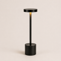 Decorus Designs Ambient Desk Lamp lifestyle image, slim LED stem lamp with warm white glow