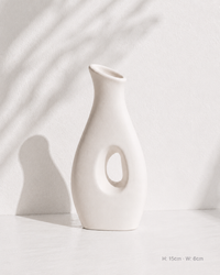 Pinched Chalice ceramic vase with cotton stems