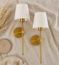 Wireless rechargeable wall sconce gold finish with warm ambient glow