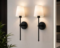 Black wall sconce single styled in modern minimalist living room