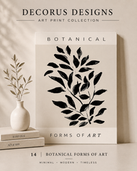 Botanical Forms of Art wall art print — black botanical leaf forms on cream, japandi home decor, Decorus Designs