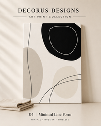 Minimal Line Form wall art print — black abstract line drawing on cream, minimalist home decor, Decorus Designs