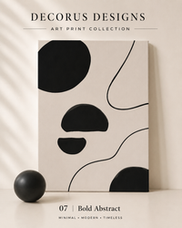 Bold Abstract wall art print — black organic shapes on cream background, gallery wall art, Decorus Designs