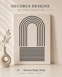Abstract Shape Study wall art print — black geometric shapes on cream, minimalist art print, Decorus Designs