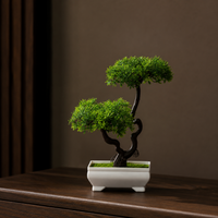 Cascade Bonsai artificial tree in white pot on console table — Decorus Designs