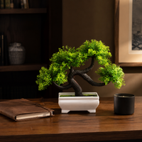 Topiary Sphere artificial tree in white pot on marble shelf — Decorus Designs